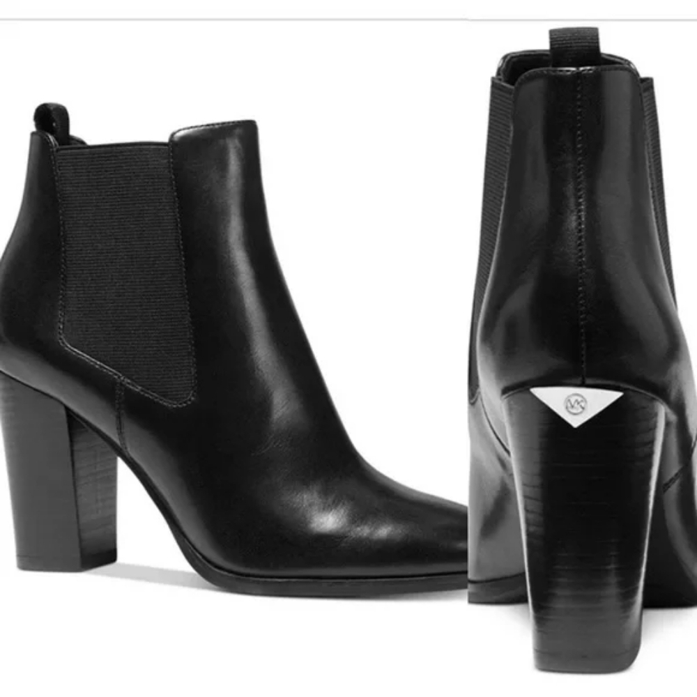 Lottie Leather Block Heel Chelsea Booties